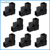 Wor* 8lots Square Tube Fittings Durability Plastic Four Way Connectors for Building
