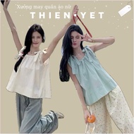 Women's shirt with 2 wind straps and shoulder bow NHN 0584, cute, dynamic and pretty Trendy - Thien 