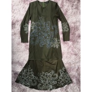 Baju Kurung Moden Green Olive Az-Zara Classic Condition 6/10