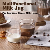 75ml Espresso Cup Coffee Measuring Cup Glass Wooden Handle Espresso Mug Barista Measurement Tools