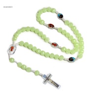 EC glowing in Dark Rosary Necklace Home Church Yoga Room Decorations