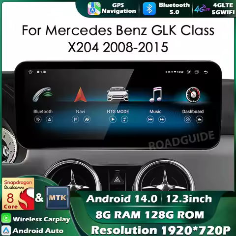 12.3'' Android 14 For Mercedes Benz GLK Class X204 2008 2009 2010-2015 NTG 4.0/4.5 Car Radio Multime