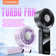 COOSPAI 100 Gear Mini Fan with Cooling Effect 6000mAh Portable Turbo Fan Strong Wind Rechargeable Fa