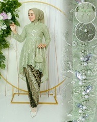 Kebaya Wanita Tunik Aurora Mutiara Payet Premium Modern Acara wisuda &amp; Pesta PernikahanTerbaru 2024