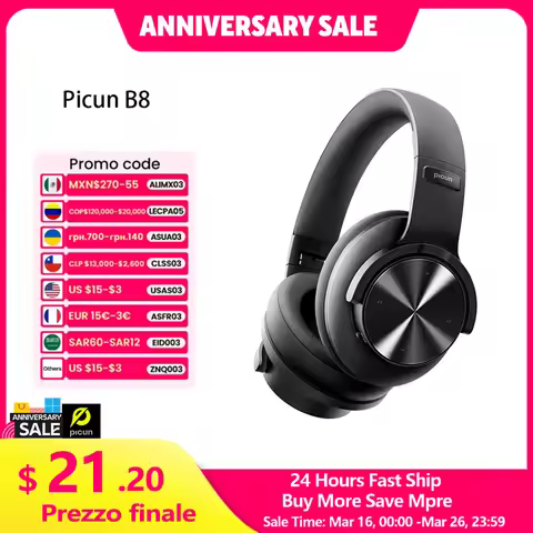 Picun B8 Bluetooth Headphones 120H Playtime Headset Wireless Bluetooth 3EQ Mode Low Latency Hands-Fr