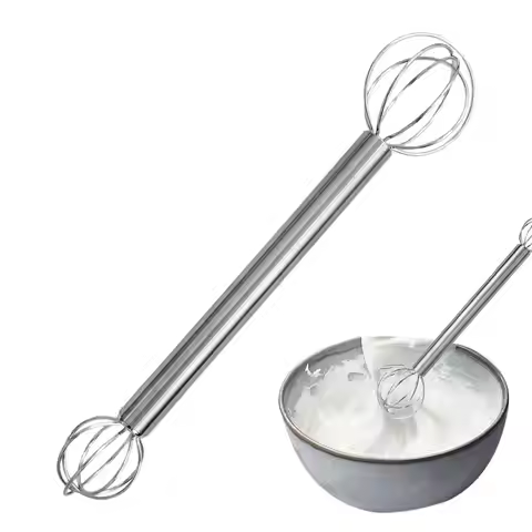 304 Stainless Steel Miso Stirring Stick Household Double-headed Manual Cream Whipper Stirring Spoon 