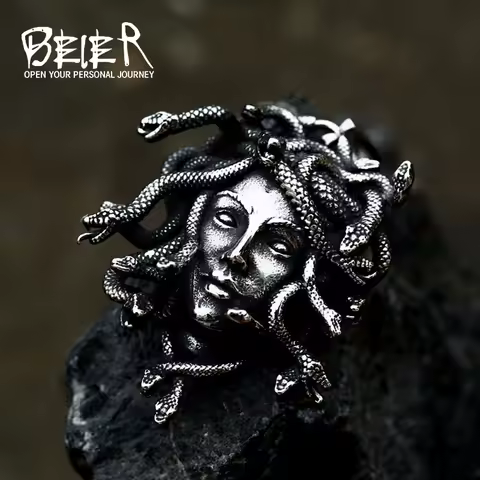 BEIER Fashion Cool Skull Punk Movie Animal Jewelry 316L Stainless Steel snake medusa necklace pendan