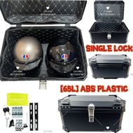 TOP BOX ABS PLASTIC 65L SINGLE LOCK WITH BASE MOTORCYCLE MOTOR MOTO MOTOSIKAL HITAM EMS ALLOY