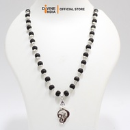 Om German Silver Pendant Karungali Malai | Ebony Wood 8MM Beads Necklace | Karungali Necklaces | Om 