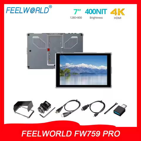 FEELWORLD FW759 PRO 7" IPS Monitor HDM1 Touchscreen On-Camera, Compatible with DSLR/Video Shooting