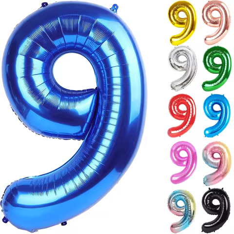 32Inch Multicolor Number 9 Balloon Large Number Balloons 0-9 Boys Girls Birthday Decoration Women Me