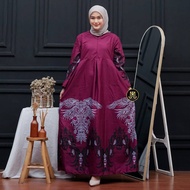 Gamis Batik Modern Merah Maron Burgundy Model Pesta Mewah Elegan Baju Batik Wanita Muslimah Jumbo