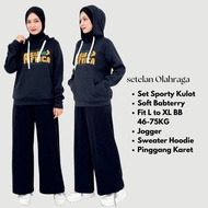 Softbabyterry Women's Sporty Culottes Hoodie Set fits L to XL Bb 46-75kg Lezahrasignature Gacel Spor