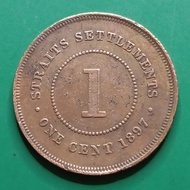 Koin Kuno 1 Cent Straits Settlements Victoria 1897