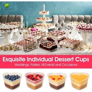 100 Sets 1.5 Oz Clear Heart Shaped Jello Cups with Lids, Small Condiment Containers, Dipping Sauce C
