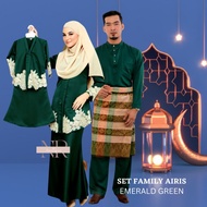 [emerald green] FAMILY SEDONDON IBU ANAK AYAH AIRIS KEBAYA MODEN LACE BAJU MELAYU CEKAK MUSANG RAYA NIKAH