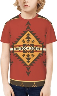 Kids T-Shirt Short Sleeve Ethnic Aztec Native American Boys Girls Tee Shirts Tops