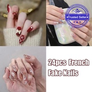 French Wear Nails Art Nude Fake Nails White Removable Fake Wear Nails Patches Nails H3r2