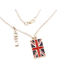 1只油滴式英國國旗和倫敦塔標誌吊墜項鍊,由鋅合金製成,適合英國旅行