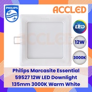 Philips 59527 Marcasite Essential 12W LED Downlight / 3000K Warm White / 135mm / 5" / Square
