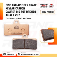 DISC PAD 4P FIBER BRAKE KEVLAR CARBON CALIPER BREMBO AXIAL F 207 PRO 1 RACING POTBIG