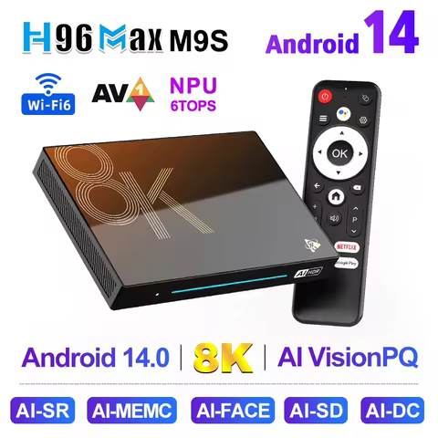 H96 MAX M9S Smart TV Box Android14 AI VisionPQ 8 Core CPU Rockchip RK3576 AI-MENC8K AHD Video Decodi