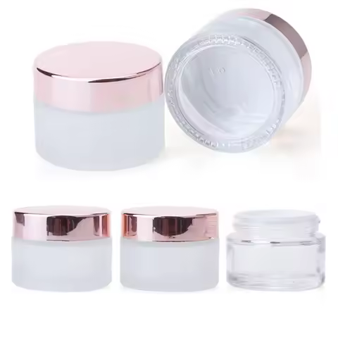 10X 10/15/20/30/50g Frosted Clear Glass Refillable Ointment Bottles Empty Cosmetic Jar Pot Eye Shado