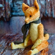 Handmade Teddy Fox created with orange vintage plush