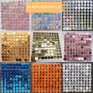 SIMPLESHOPLS Sequin Backdrop, PET Round Sequin Panel Wall Decor,  Silver Gold Glitter Photo Backdrop
