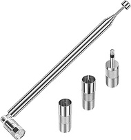 FM Radio Antenna, 75 ohm FM Telescopic Antenna, F Type Male FM Antenna with 3pcs Converter Connector