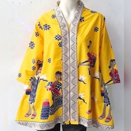 Shanaya Baju Batik Wanita BLUS JAMU Model Blus Kartini Batik Kerja Cantik Unik Lucu Kekinian Zipper