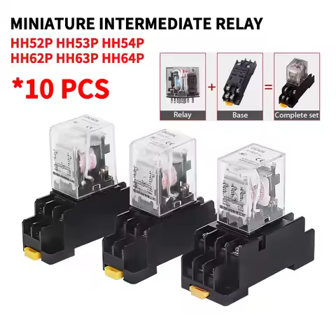 10 PCS For Wholesale Miniature Control Relays Small Intermediate Relay AC 12V DC C24 AC220 HH52P HH5