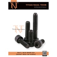 5/8 11G THREAD UNC INCH SIZE ; BLACK STEEL L-BOLT ; GRADE 12.9 ; 5/8" X 11G X 1-1/2", 2", 2-1/2", 3"