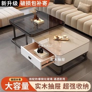 Glass Coffee Table Influencer Living Room Square Coffee Table Light Luxury Combination TV Cabinet Mo