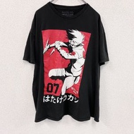 古著火影忍者旗木卡卡西短袖印花動漫T卹，黑色，XL碼