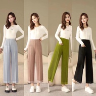 Pleatbynisa A106 กางเกงอัดพลีททรงตรง เนื้อผ้าPolyester100%