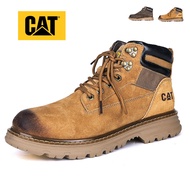 CAT Boots Caterpillar เหล็กเจาะหลักฐานชั้นหนังรองเท้าปีนเขาความปลอดภัยรองเท้าเครื่องมือรองเท้าผู้ชายแมวรองเท้าบูท Martin