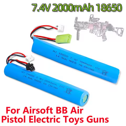 10C 2S 7.4V 2000mAh 18650 Water Gun LiPo Battery SM/Small Tamiya Plug For Airsoft BB Air Pistol Elec