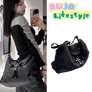 Cross PU Leather Motorcycle Bag Large Capacity Handsome Shoulder Bag