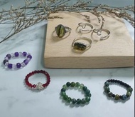 ⚜設計戒指|紫水晶、紅石榴石、水草瑪瑙、綠松石|蜜蠟、綠珀|字母、925銀