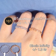 Cincin Infinity Keliling Emas Italy Putih Rosegold 750 kadar 18k