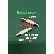T5A 5A 20MM CERAMIC SLOW BLOW FUSE TIME DELAY FUSE MADE IN JAPAN