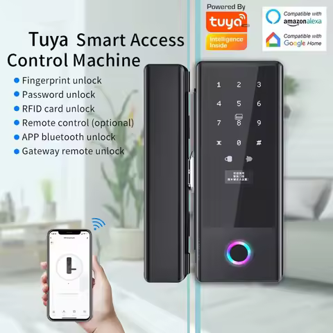 Ttlock Ble Glass Door Lock Smart Glass Deadbolt No-Drill Biometric Fingerprint Office Store Mall Ent