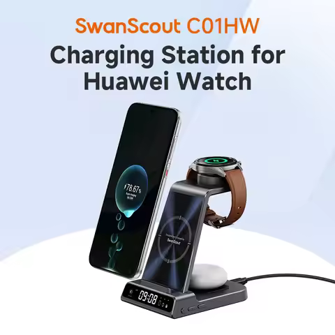 SwanScout C01HW Wireless Charger for Huawei Watch GT6 Pro 5 4 Active Runner 2 3 in 1 Charging Statio