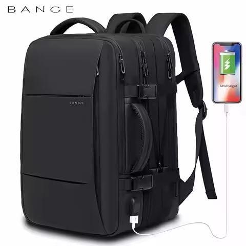 BANGE Travel Backpack Men Business Backpack School Expandable USB Bag Large Capacity 17.3 Laptop Wat