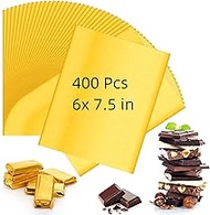 Coloch 400pcs Gold Chocolate Candy Wrapper, 6 x 7.5 In Aluminum Foil Candy Bar Wrappers with Thick P