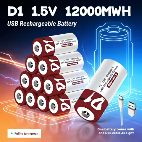 Rechargeable Lithium D Batteries LR20 1.5V D Size Cell Battery Replacement 12000mWh for Floodlight T