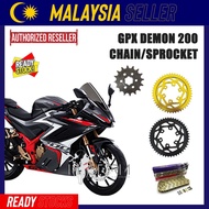 Set For Motorcycle GPX DEMON GR200R Sprocket &amp; Chain SET