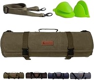 Baobab County Chef Knife Roll Bag - Premium 12oz Waxed Canvas Chef Knife Case, 11 Slots - Ideal Chef