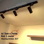 3set Cafe Track light LED Spotlight 7watt E27 Rail 1 Meter Halogen LED